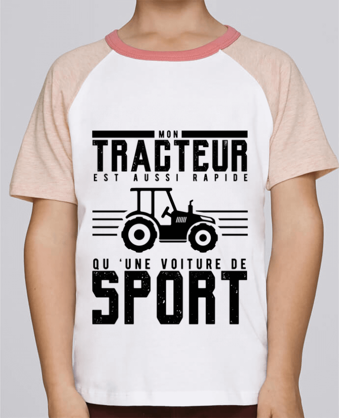 T-shirt enfant Baseball Mon tracteur est aussi rapide qu'une voiture de sport par mkykamab