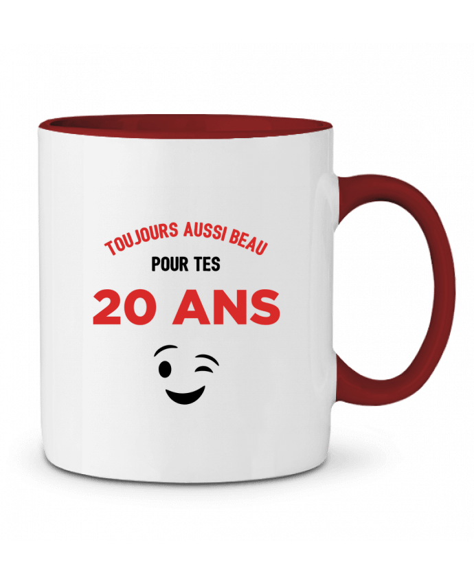 Mug bicolore Toujours aussi beau pour tes 20 ans tunetoo