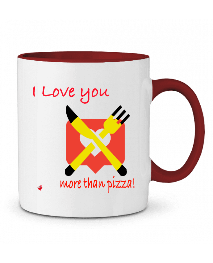 Mug bicolore I love you... More than pizza ! Lours
