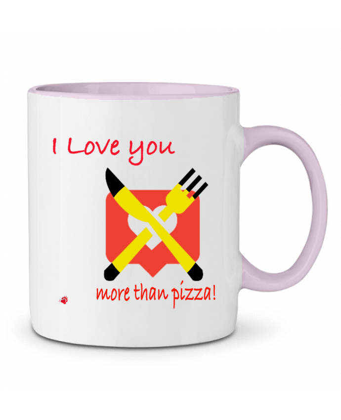 Mug bicolore I love you... More than pizza ! Lours