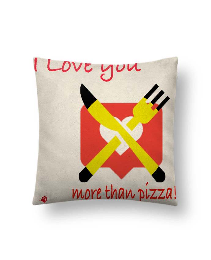 Coussin suédine I love you... More than pizza ! par Lours