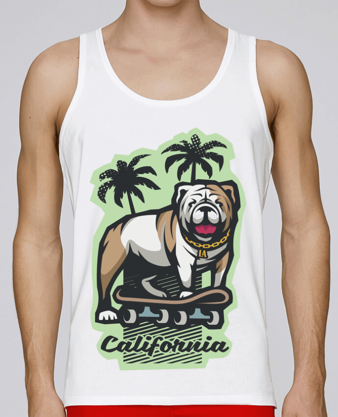 Débardeur homme Cool bulldog sur Skateboard California par TrendCadeaucool 100% coton bio