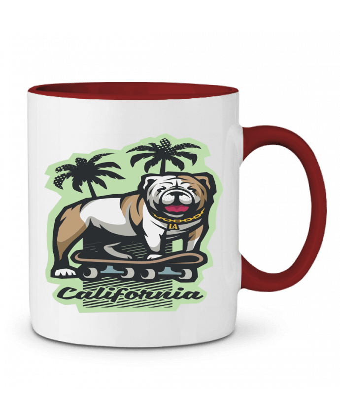 Mug bicolore Cool bulldog sur Skateboard California TrendCadeaucool