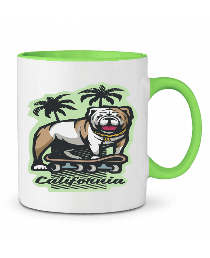 Mug bicolore Cool bulldog sur Skateboard California TrendCadeaucool