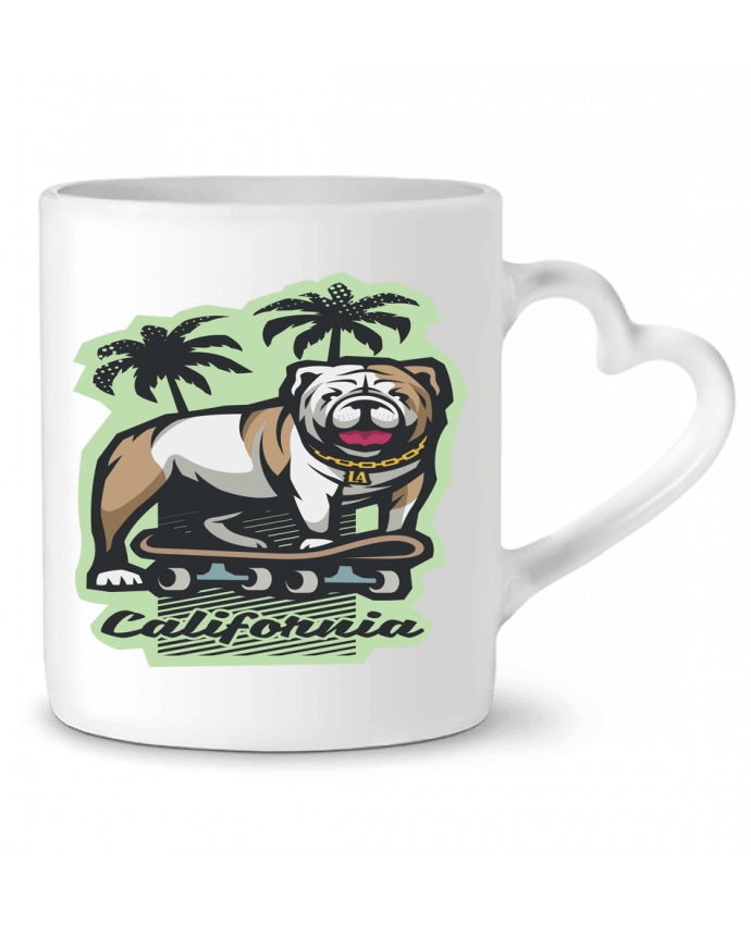 Mug coeur Cool bulldog sur Skateboard California par TrendCadeaucool