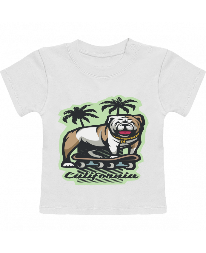 T-shirt bébé Cool bulldog sur Skateboard California manches courtes du designer TrendCadeaucool