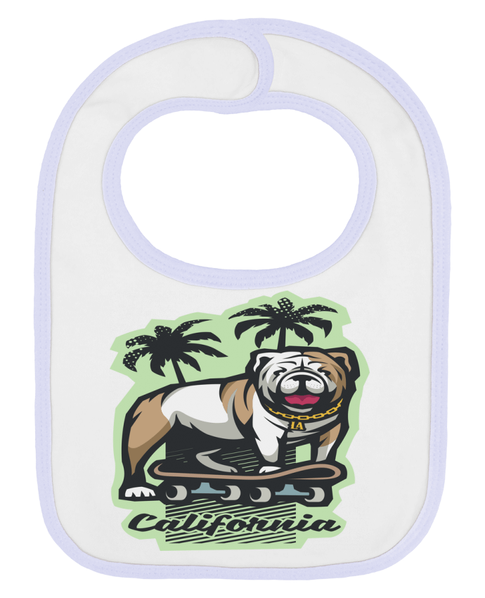 Bavoir bébé uni Cool bulldog sur Skateboard California par TrendCadeaucool