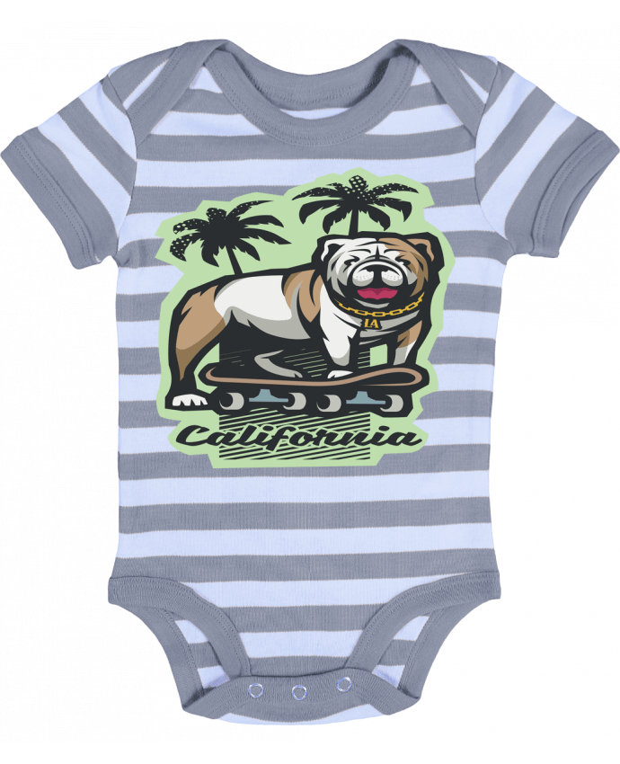 Body Bébé Rayé Cool bulldog sur Skateboard California - TrendCadeaucool