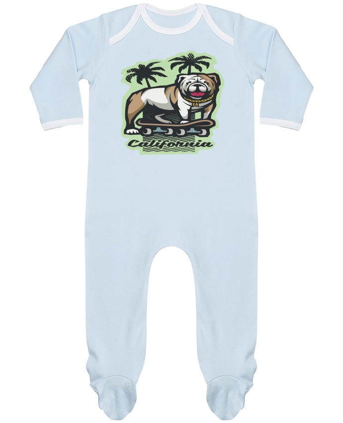Body Pyjama Bébé Cool bulldog sur Skateboard California par TrendCadeaucool