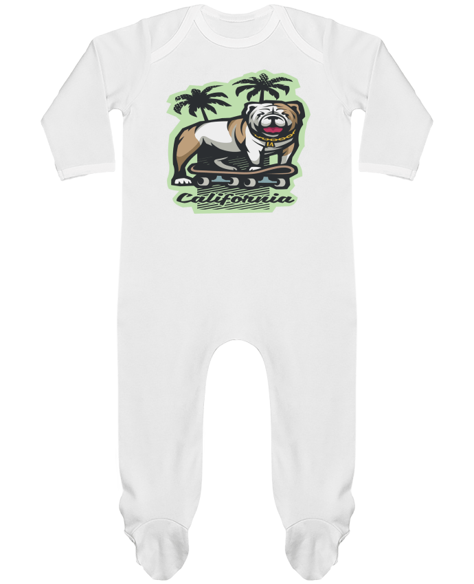 Body Pyjama Bébé Cool bulldog sur Skateboard California par TrendCadeaucool