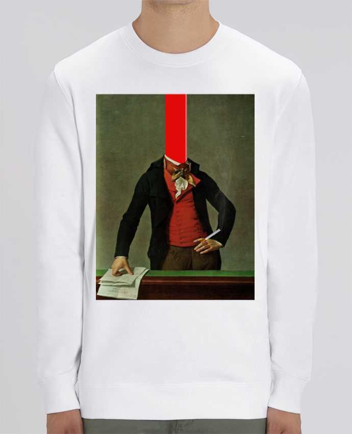 Unisex Crew Neck Sweatshirt 350G/M² Changer The red stripe in the head and the cigarette in the hand Par Marko Köppe