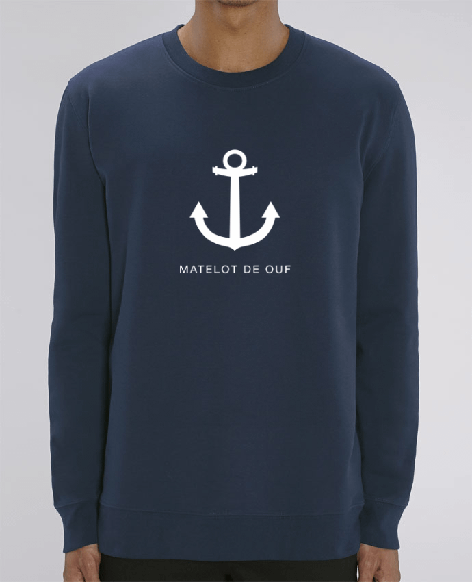 Sweat-shirt une ancre marine blanche : MATELOT DE OUF ! Par LF Design