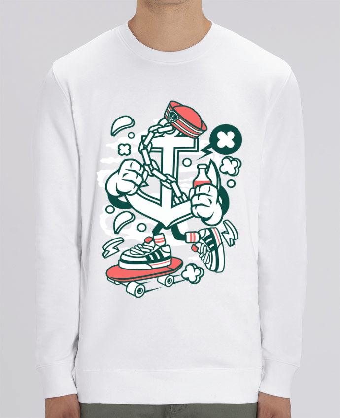 Unisex Crew Neck Sweatshirt 350G/M² Changer Ancre Skateboard Cartoon | By Kap Atelier Cartoon Par Kap Atelier