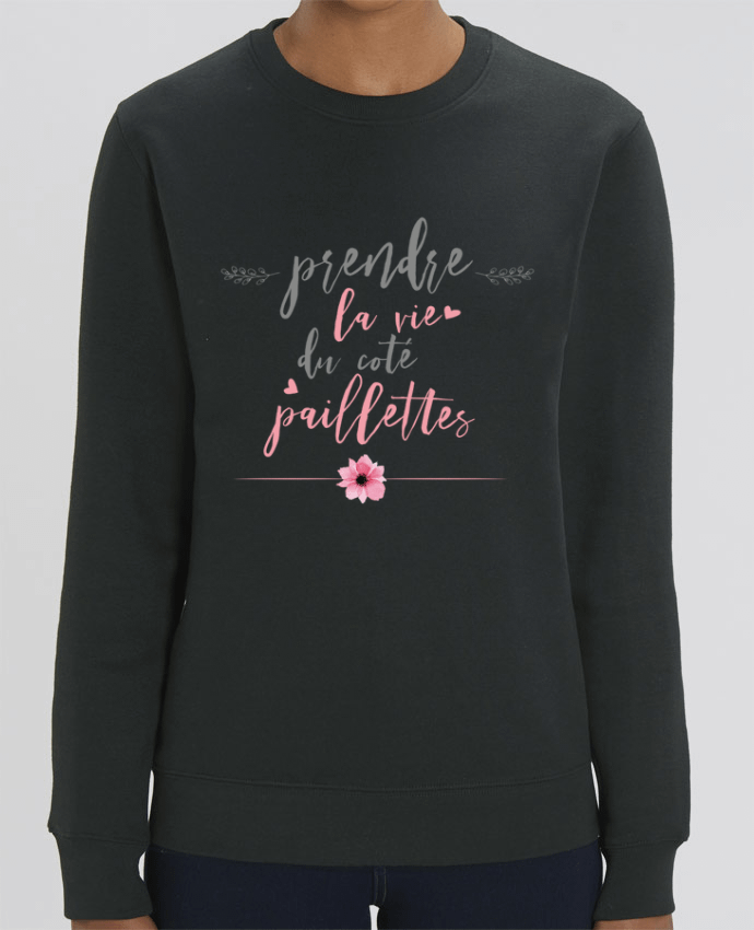 Sweat-shirt Prendre la vie du coté paillettes Par tunetoo