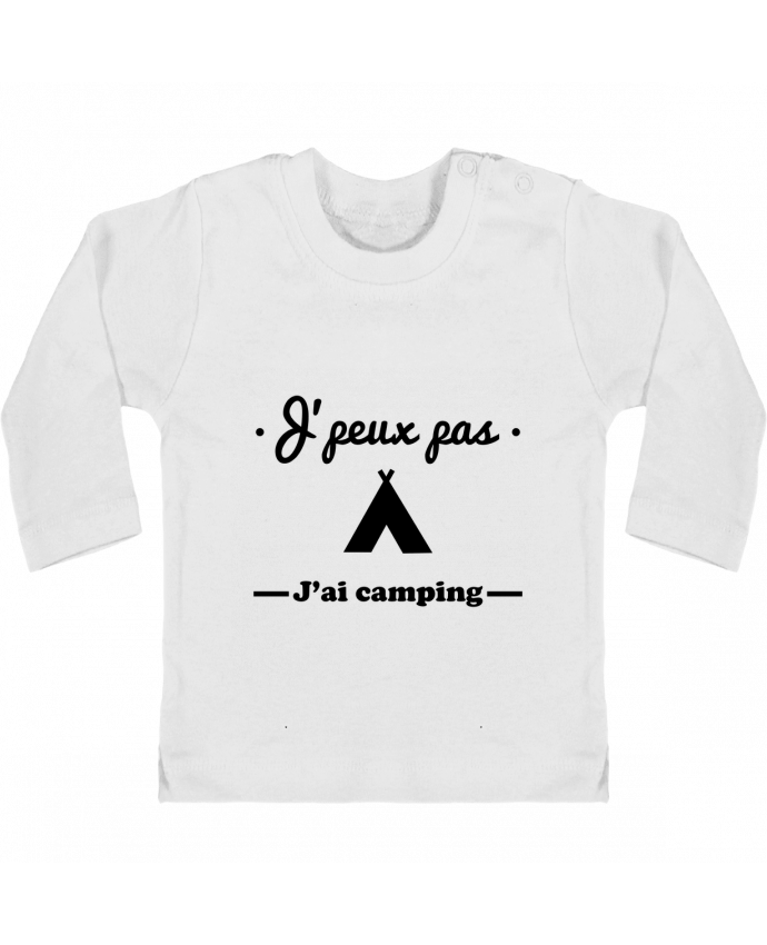 Baby T-shirt with press-studs long sleeve J'peux pas j'ai camping manches longues du designer Benichan