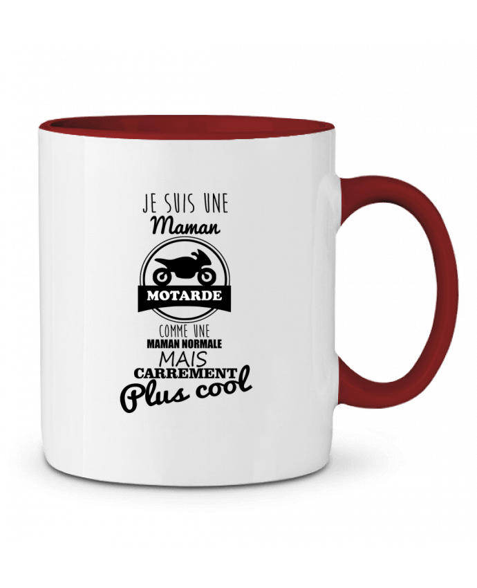 Mug bicolore Maman motarde, cadeau mère, moto Benichan