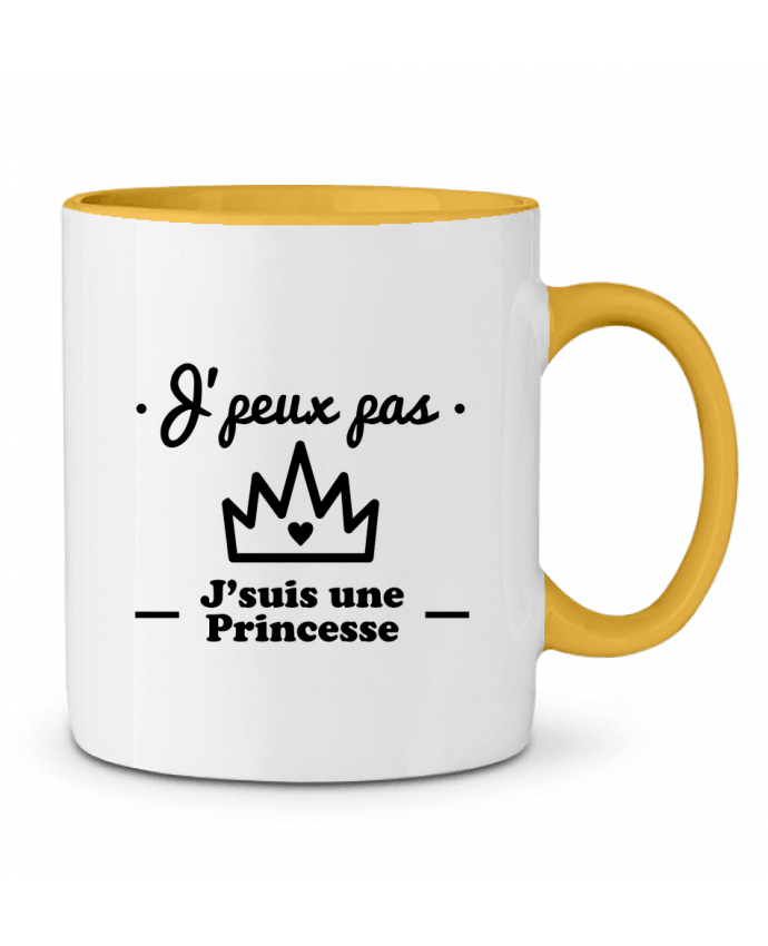 Mug bicolore J'peux pas j'suis une princesse, humour, citations, drôle Benichan