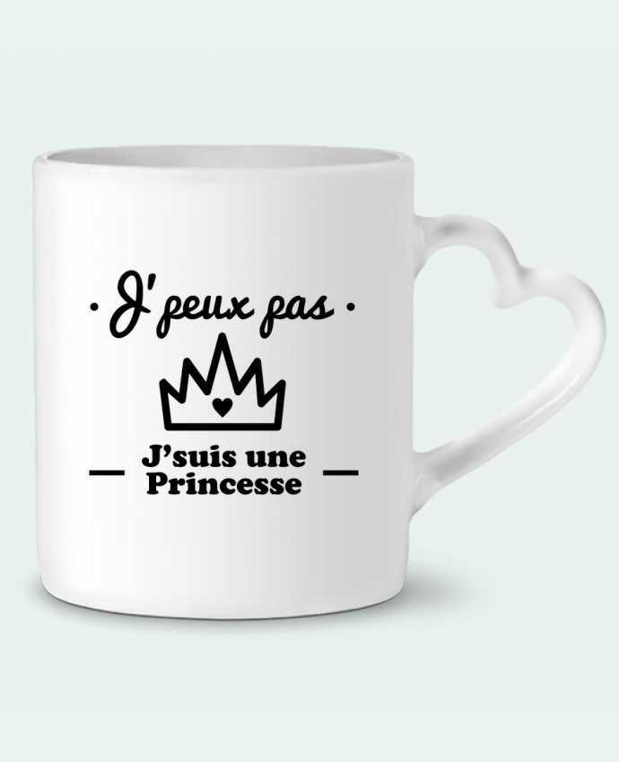 Mug coeur J'peux pas j'suis une princesse, humour, citations, drôle par Benichan