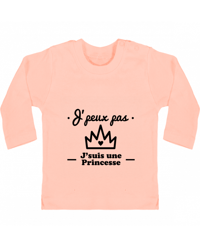 Camiseta Bebé Manga Larga con Botones  J'peux pas j'suis une princesse, humour, citations, drôle manches longues du designer