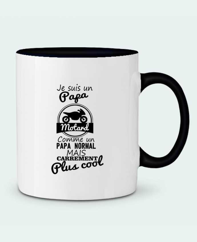 Mug bicolore Papa motard, cadeau père, fête des pères, moto Benichan