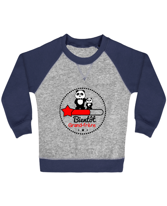 Sweatshirt Baby crew-neck sleeves contrast raglan Bientôt grand-frère , futur grand frère by Benichan