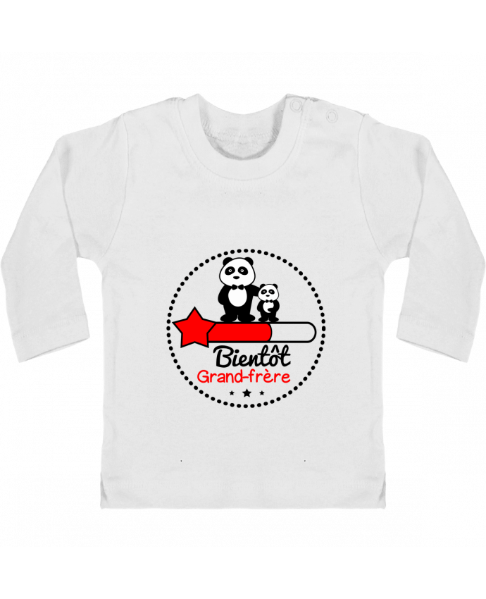 Baby T-shirt with press-studs long sleeve Bientôt grand-frère , futur grand frère manches longues du designer Benichan