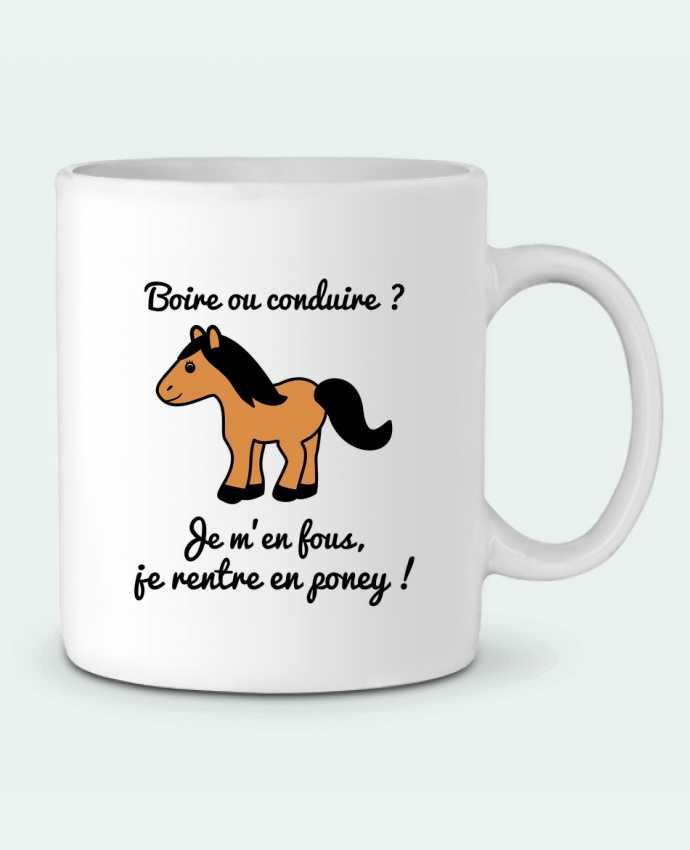 Ceramic Mug Boire ou conduire, je m'en fous je rentre en poney, humour, alcool, drôle by Benichan
