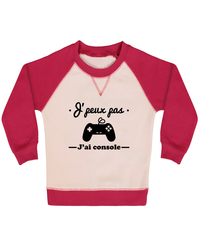 Sudadera Bebé Cuello Redondo Mangas Contraste J'peux pas j'ai console ,geek,gamer,gaming por Benichan