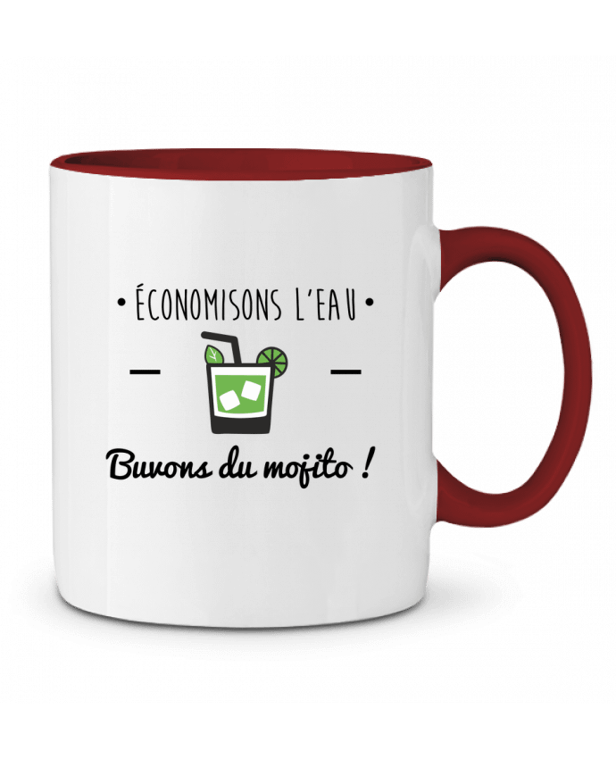 Mug bicolore Économisons l'eau, buvons du mojito ! Humour , alcool , citations Benichan