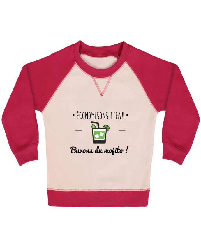 Sudadera Bebé Cuello Redondo Mangas Contraste Économisons l'eau, buvons du mojito ! Humour , alcool , citations por