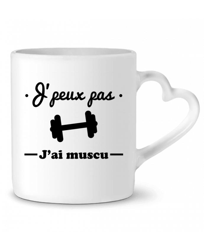 Mug coeur J'peux pas j'ai muscu, musculation par Benichan