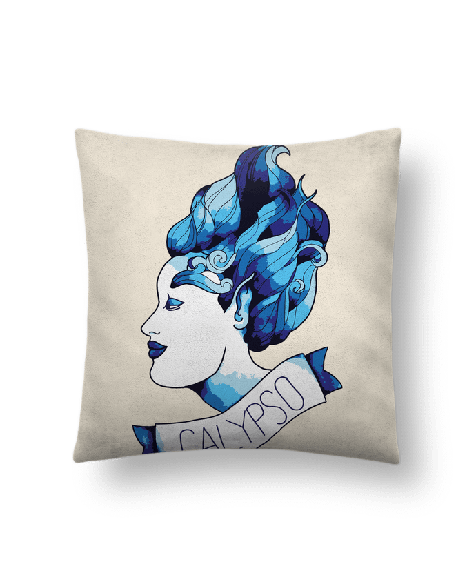 Coussin suédine calypso grise - tatoo old school - déésse des mers par Mello.Ve