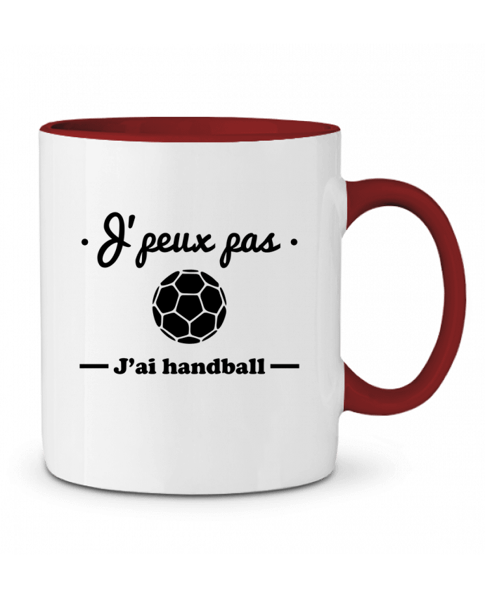 Two-tone Ceramic Mug J'peux pas j'ai handball ,  tee shirt handball, hand Benichan