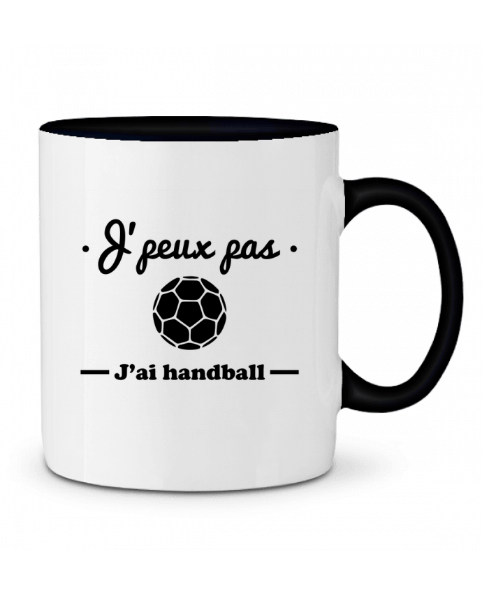Two-tone Ceramic Mug J'peux pas j'ai handball ,  tee shirt handball, hand Benichan