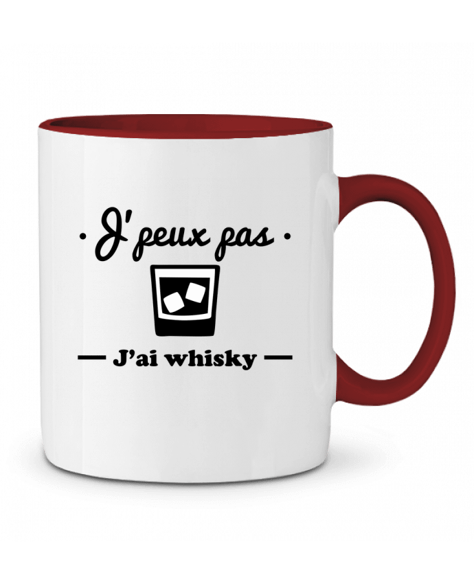 Mug bicolore J'peux pas j'ai whisky, humour,alcool,citations,drôle Benichan
