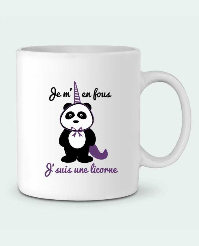 Ceramic Mug Je m'en fous j'suis une licorne, panda by Benichan