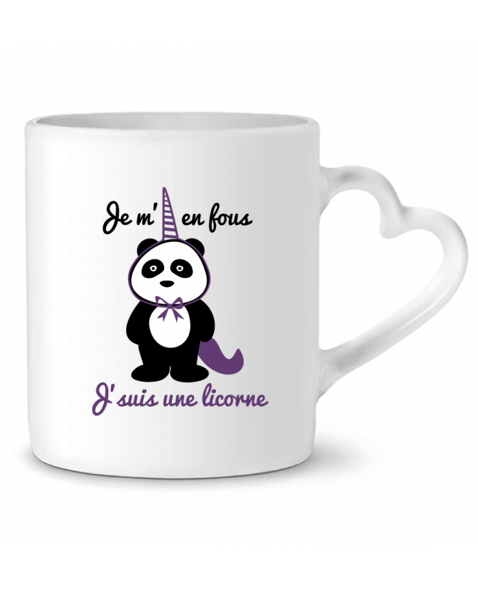Mug Heart Je m'en fous j'suis une licorne, panda by Benichan