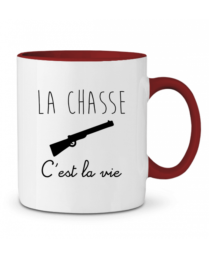 Mug bicolore La chasse c'est la vie, chasseur Benichan