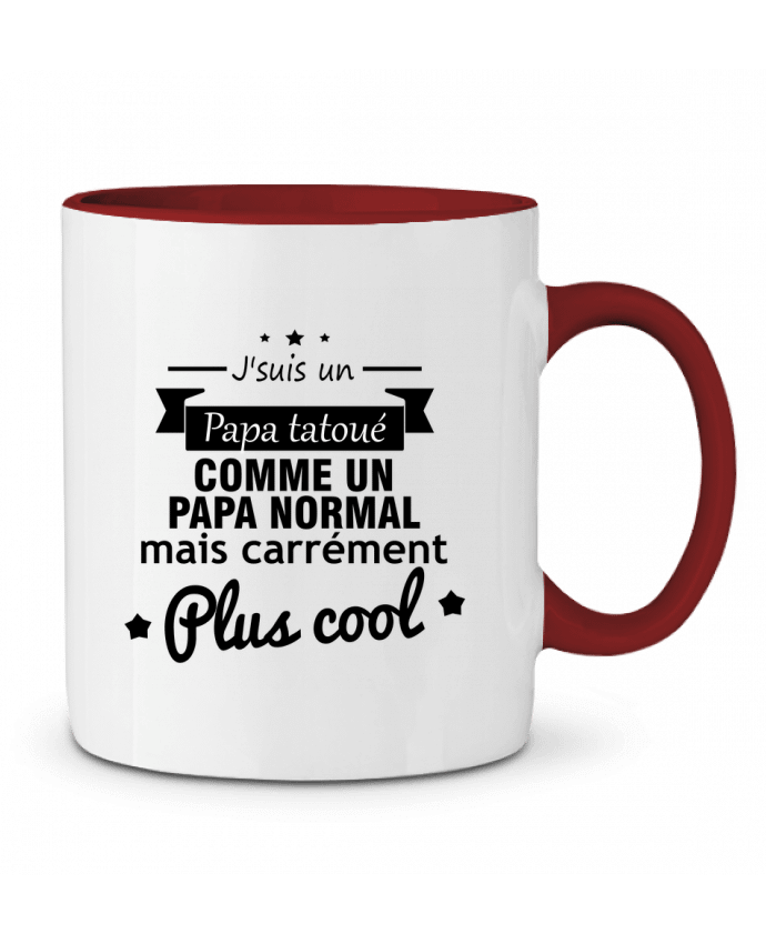 Mug bicolore Papa tatoué , cadeau père , tatouage Benichan