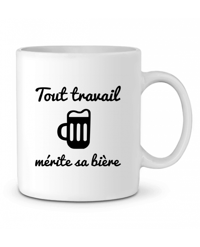 Ceramic Mug Tout travail mérite sa bière, humour, citations by Benichan
