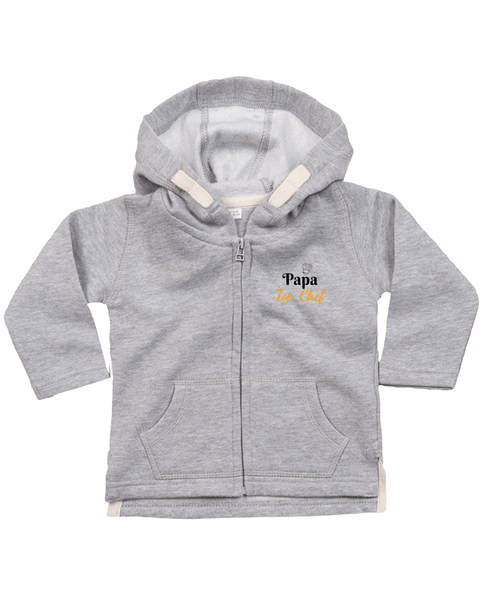 Sweat à capuche bébé zippé Papa Top Chef par Seb337413