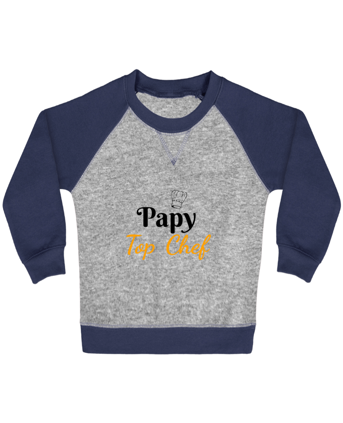 Sweat bébé manches contrastée Papy Top Chef par Seb337413