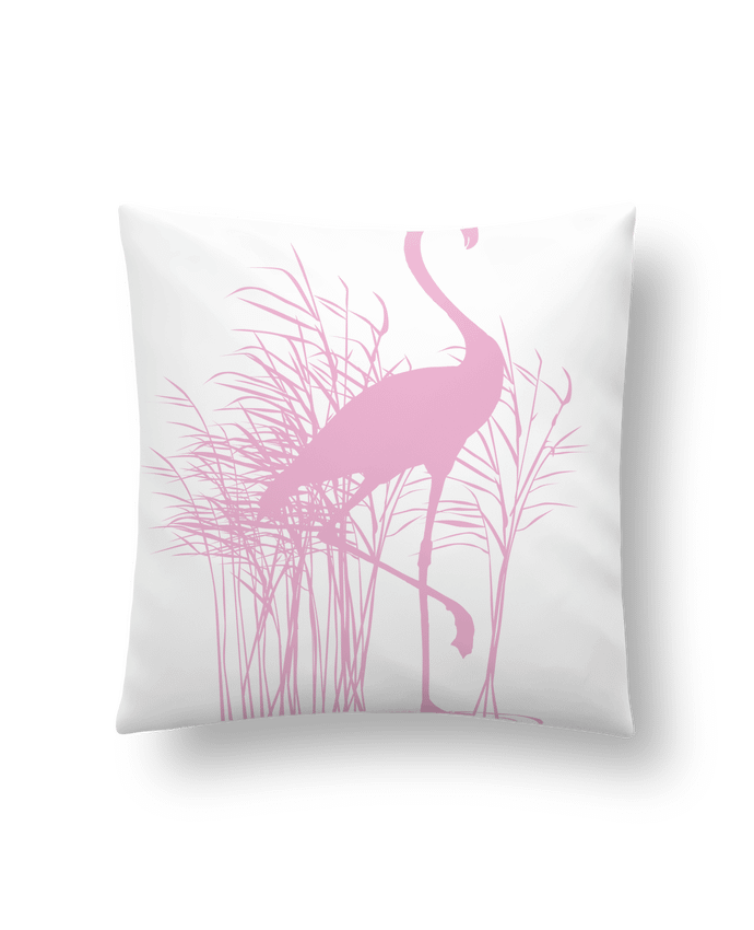 Coussin Flamant rose dans roseaux par Studiolupi