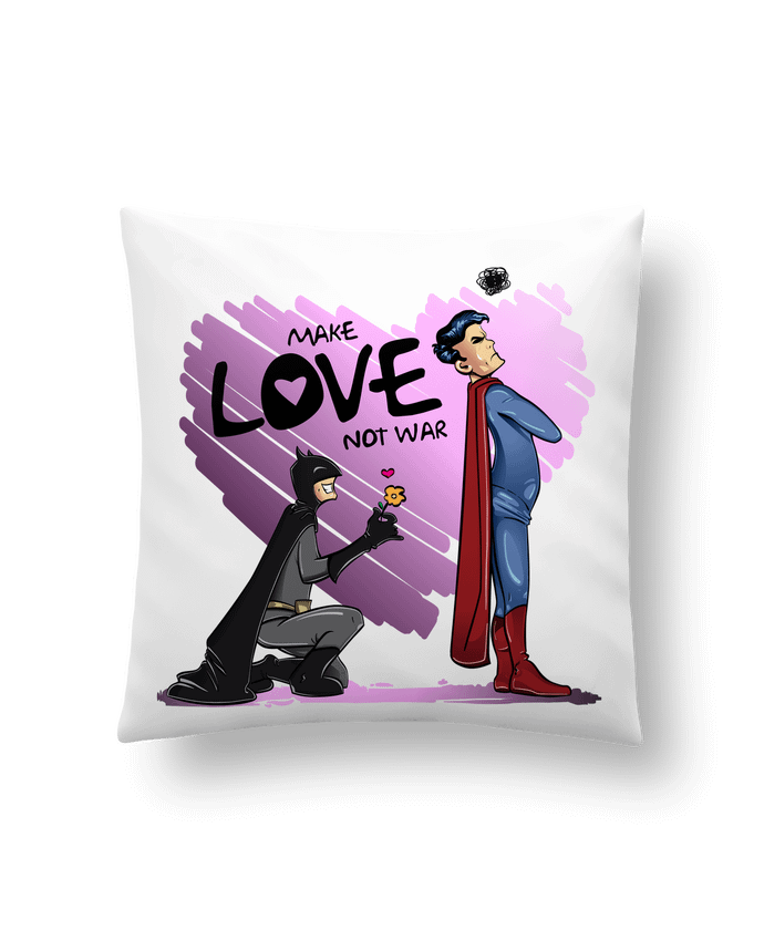 Cushion synthetic soft 45 x 45 cm MAKE LOVE NOT WAR (BATMAN VS SUPERMAN) by teeshirt-design.com