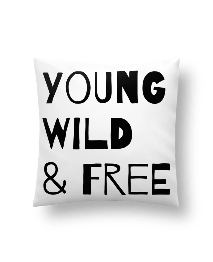 Cushion synthetic soft 45 x 45 cm YOUNG, WILD, FREE by tunetoo