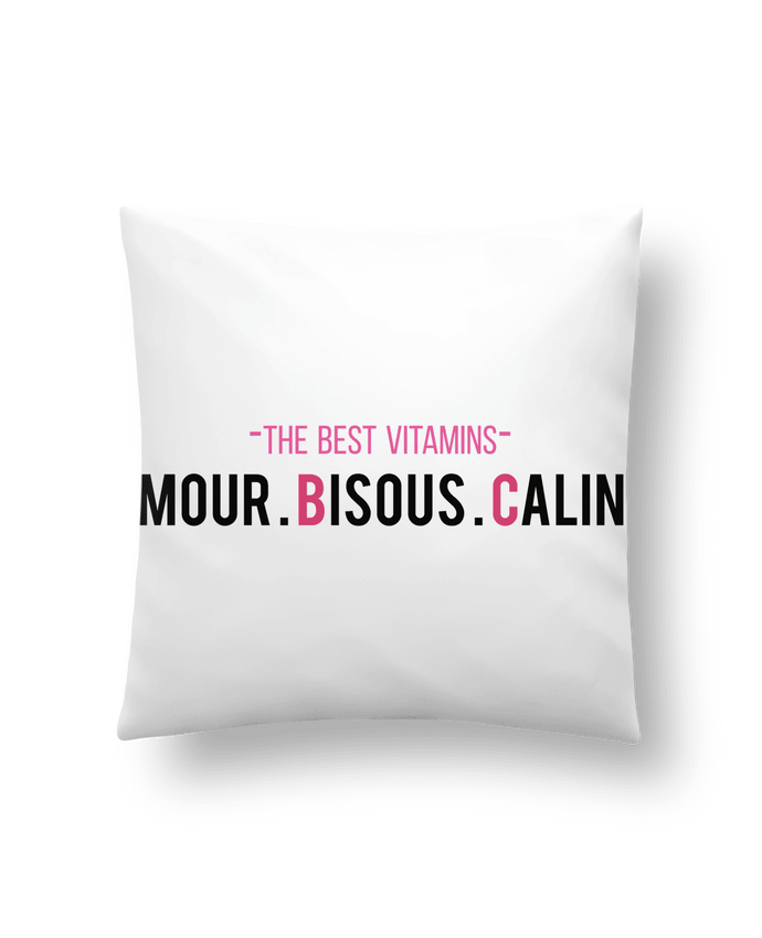 Cushion synthetic soft 45 x 45 cm -THE BEST VITAMINS - Amour Bisous Calins, version rose by tunetoo