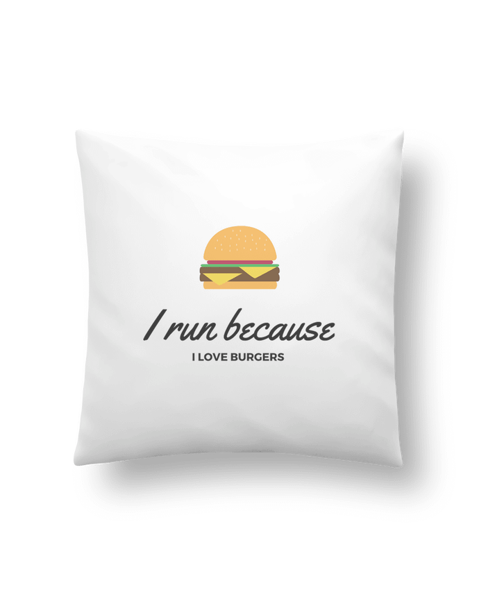 Cushion synthetic soft 45 x 45 cm I run because I love burgers by followmeggy
