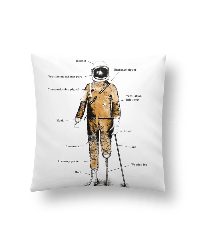 Cushion synthetic soft 45 x 45 cm Astropirate with text by Florent Bodart