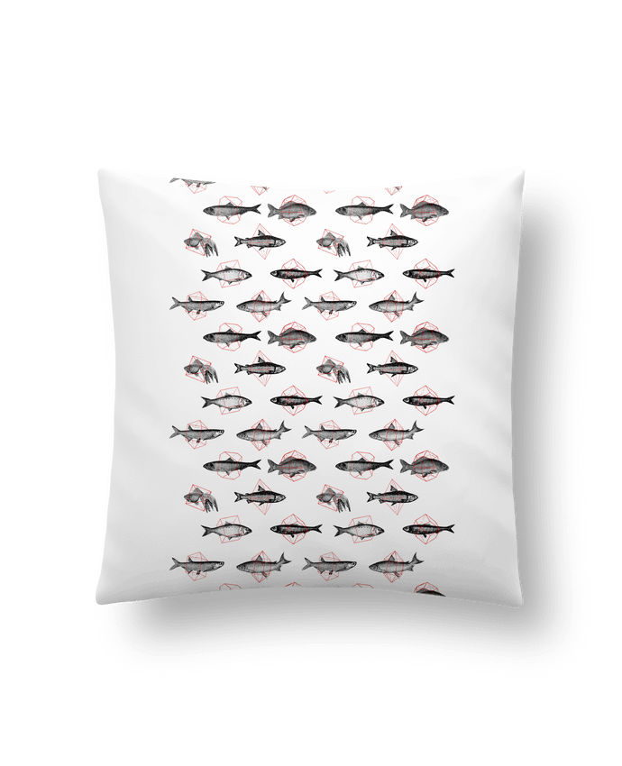 Cushion synthetic soft 45 x 45 cm Fishes in geometrics by Florent Bodart