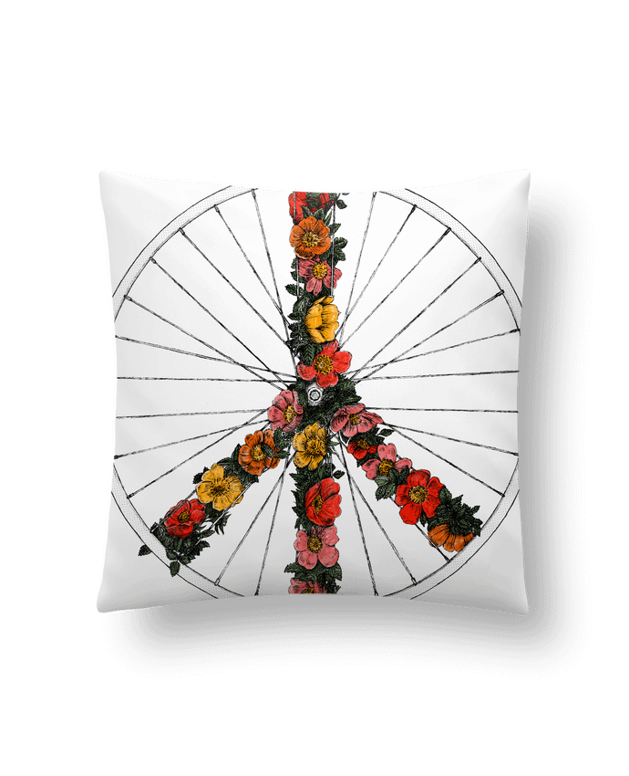 Cushion synthetic soft 45 x 45 cm Peace and Bike by Florent Bodart